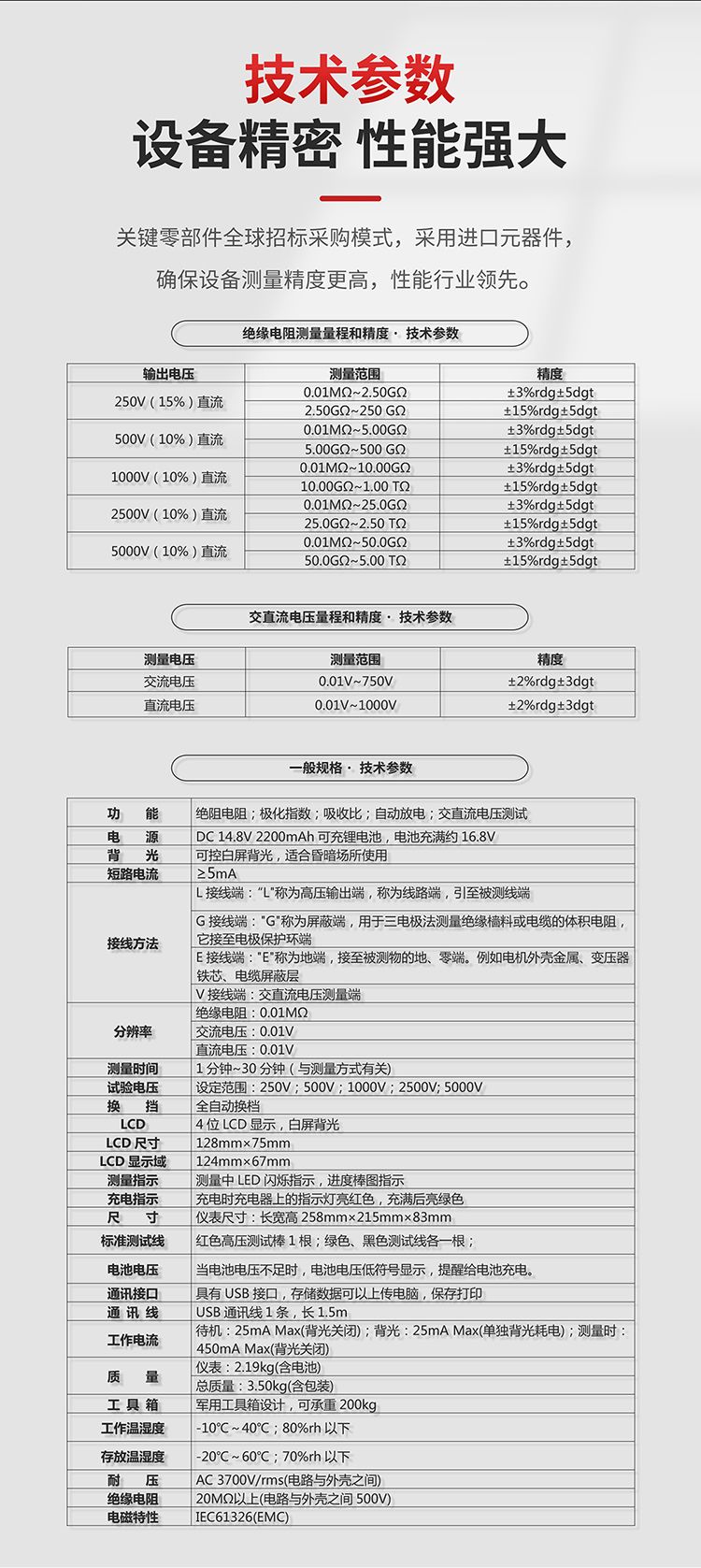 絕緣電阻測試儀技術參數